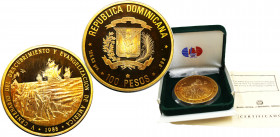 DOMINICAN REPUBLIC 1988 500th Anniversary of Discovery and Evangelization of America 100 PESOS SILVER PF155.5g 
KM# 67