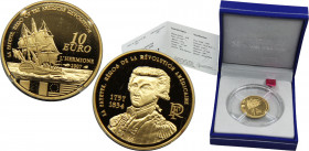 FRANCE 2007 Fifth Republic,250th Anniversary of the Lafayette,Proof Rare(Mintage 499) 10 EURO GOLD PF7.78g 
KM# 1420