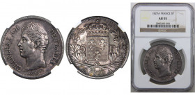 FRANCE 1829 A Charles X,Kingdom,2nd Type,Paris mint 5 FRANCS SILVER AU55 
KM# 728.1