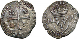 FRANCE 1593 E Henry IV,Kingdom,Tours mint DOUZAIN BILLON VF2.4g 
Dy# 1247