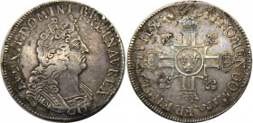 FRANCE 1704 A Louis XIV,Kingdom, Paris mint, 2th Type ECU SILVER XF27.2g 
KM# 360