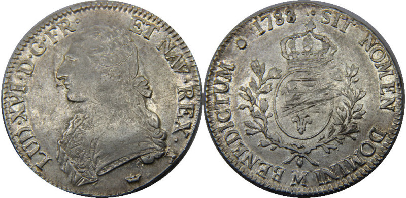 FRANCE 1788 M Louis XVI,Kingdom,Toulouse mint ECU SILVER XF29.3g 
KM# 564.10