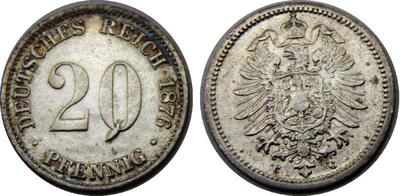 GERMAN EMPIRE 1876 C Wilhelm I,type 1,large shield, Frankfurt am Main mint 20 PF...