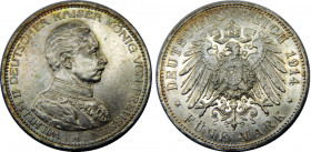 GERMAN EMPIRE 1914 A Wilhelm II,Kaiser,Prussia,Berlin mint 5 MARK SILVER MS27.8g mm
KM# 536