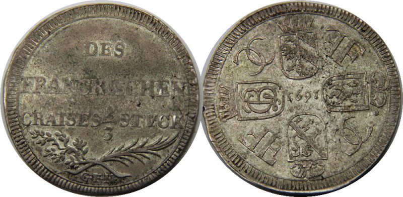 GERMAN STATES 1693 GFN Franconian Circle,Nurnberg mint 2/3 THALER SILVER XF18.1g...