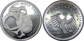GERMANY 2011 D Federal Republic,500 Years Till Eulenspiegel,Silver Proof(Mintage 223000) 10 EURO SILVER PF16g 
KM# 300a