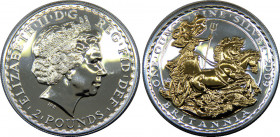 GREAT BRITAIN 2009 Elizabeth II 4th portrait,1 oz Fine Silver Britannia Bullion,Silver Gilded 2 POUNDS SILVER MS31.1g 
KM# 1000