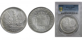 GREECE ND (1970) Constantine II,National Revolution,Regime of the Colonels,Kremnica mint 100 DRACHMAI SILVER MS65 
KM# 94