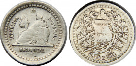 GUATEMALA 1881 E Republic 1/2 REAL SILVER VF1.5g 
KM#155.1