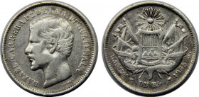 GUATEMALA 1865 R Republic,Rafael Carrera 1 REAL SILVER VF3g 
KM# 137