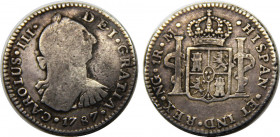 GUATEMALA 1787 NG M Carlos III,Spanish,Guatemala City mint 1 REAL SILVER VF3.3g 
KM# 33.2a
