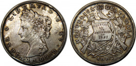 GUATEMALA 1882 A.E. Republic 1 PESO SILVER XF25g 
KM# 208