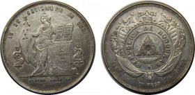 HONDURAS 1882 Republic 1 PESO SILVER AU24.8g 
KM# 47