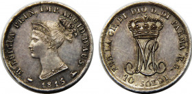 ITALIAN STATES 1815 Maria Luigia,Parma 10 SOLDI SILVER AU2.5g 
C# 27