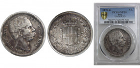 ITALY 1878 R Umberto I,Kingdom,Rome mint 5 LIRE SILVER VF30 
KM# 20