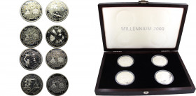 KIRBATand Samoa 1997-2000 Millenniumm Proof Set,8 Lots,split(Mintage 10000) 5 DOLLARS;5 TALA SILVER PF 
KM#22/KM#23/KM#24/KM#25/;KM# 115/KM# 116/KM# ...