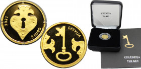LATVIA 2021 Republic,"The Key", Proof(Mintage 2000) 5 EURO GOLD UNC