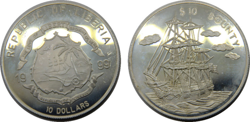 LIBERIA 1999 Republic,Bounty,Proof 1 DOLLAR SILVER PF25.1g