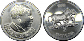 MALAWI 1978 Republic,Conservation,Rare(Mintage 4048) 5 KWACHA SILVER MS28.6g 
KM# 15