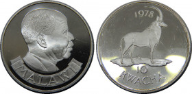 MALAWI 1978 Republic,Conservation,Proof,Rare(Mintage 3416) 10 KWACHA SILVER PF35.3g 
KM# 16