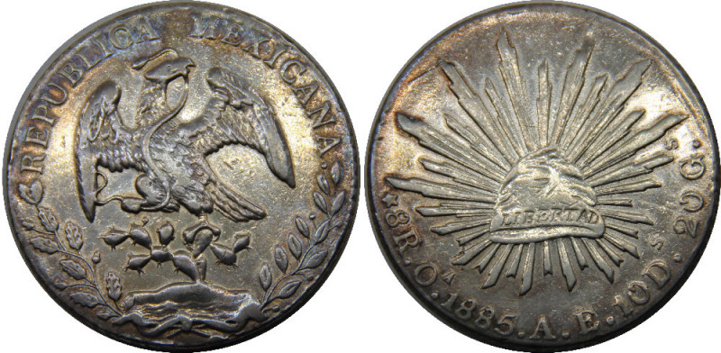 MEXICO 1885 Oa AE Federal Republic,Oaxaca mint,(Mintage158000 ) 8 REALES SILVER ...