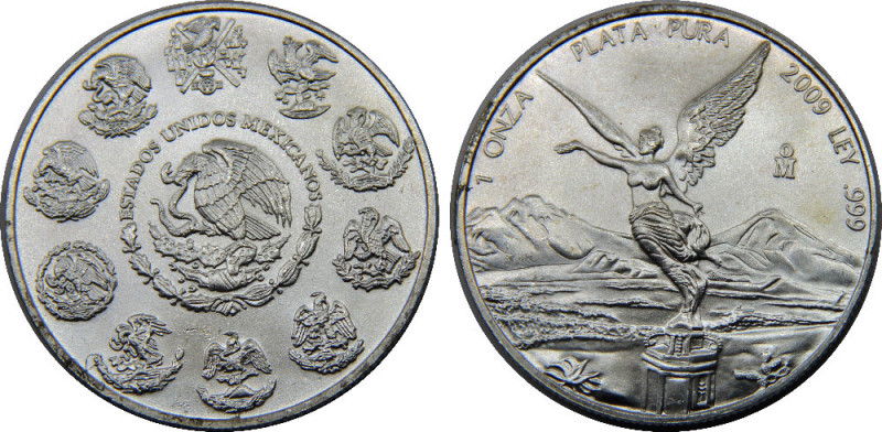 MEXICO 2009 Mo United Mexican States,"Libertad" Silver Bullion Coinage 1 ONZA SI...