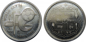 NEPAL VS2049 (1992) Birendra Bir Bikram,1994 World Cup, United States,Proof,( Mintage 20000) 500 RUPEES SILVER PF31.5g 
KM# 1069