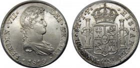 PERU 1819 ME JP Fernando VII,Spanish,Lima Mint 8 REALES SILVER AU27g 
KM#117.1
