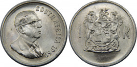 SOUTH AFRICAN 1969 Republic,The end of Theophilus Ebenhaezer Dönges' presidency,English Legend 1 RAND SILVER MS15g 
KM# 80.1