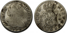 SPAIN 1776 M PJ Carlos III,Kingdom,Madrid mint 2 REALES SILVER VF5.6g 
KM# 412.1