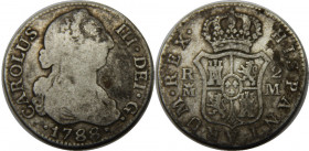 SPAIN 1788 M M Carlos III,Kingdom,Madrid mint 2 REALES SILVER VF5.8g 
KM# 412.1