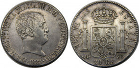 SPAIN 1822 M SR Fernando VII,Kingdom,3rd portrait,Madrid mint 20 REALES SILVER XF27g 
KM# 561