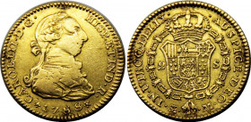 SPAIN 1788 M M Carlos III,Kingdom,Madrid mint 2 ESCUDO GOLD XF6.8g 
KM#417.1a