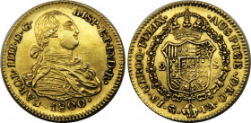 SPAIN 1800 M FA Carlos IV,Kingdom,Madrid mint 2 ESCUDO GOLD AU6.7g 
KM#435.1
