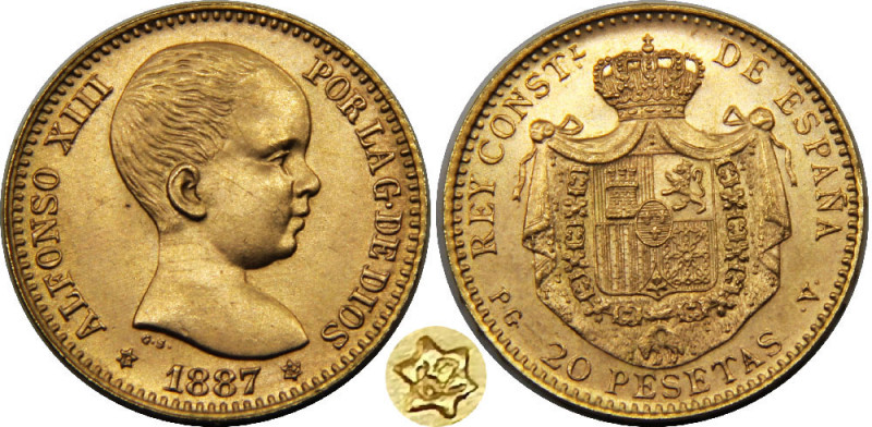 SPAIN 1887 *19-62 PGV Alfonso XIII,Kingdom,1st portrait,Madrid mint(Mintage 1100...