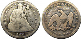 UNITED STATES 1872 "Seated Liberty",Philadelphia mint 1 DOLLAR SILVER G26g 
KM# 100