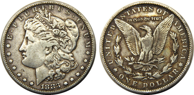 UNITED STATES 1883 "Morgan Dollar",Philadelphia mint 1 DOLLAR SILVER XF26.6g 
K...