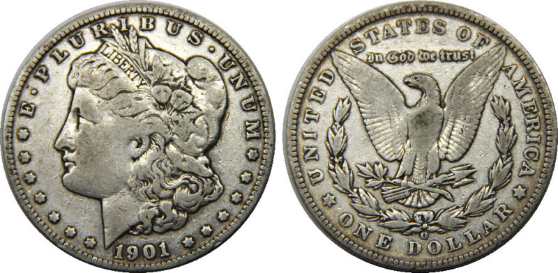 UNITED STATES 1901 O "Morgan Dollar",New Orleans mint 1 DOLLAR SILVER VF26.7g 
...