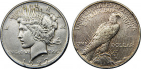 UNITED STATES 1927 "Peace Dollar",Philadelphia mint 1 DOLLAR SILVER AU26.7g 
KM# 150