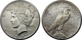 UNITED STATES 1927 "Peace Dollar",Philadelphia mint, scratches 1 DOLLAR SILVER XF26.7g 
KM# 150