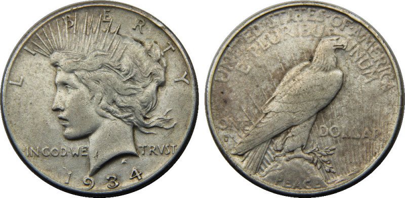 UNITED STATES 1934 S "Peace Dollar",San Francisco mint 1 DOLLAR SILVER XF26.7g ...