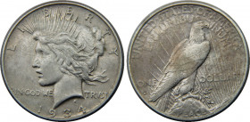UNITED STATES 1934 D "Peace Dollar",Denver mint 1 DOLLAR SILVER XF26.7g 
KM# 150