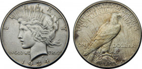 UNITED STATES 1934 "Peace Dollar",Philadelphia mint 1 DOLLAR SILVER AU26.8g 
KM# 150