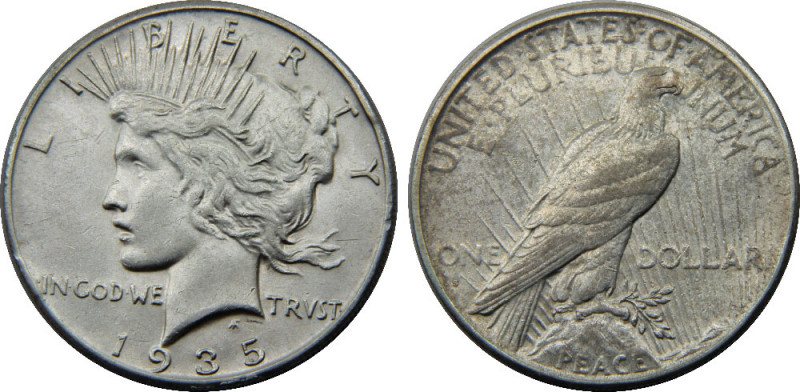 UNITED STATES 1935 S "Peace Dollar",San Francisco mint 1 DOLLAR SILVER AU26.8g ...