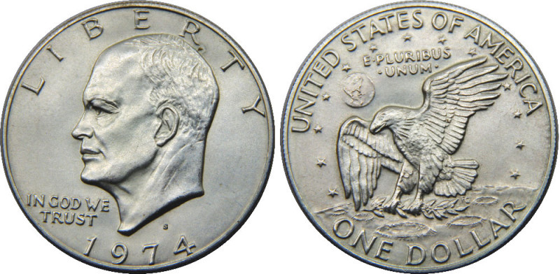 UNITED STATES 1974 S "Eisenhower Dollar",Silver Collectors' Issue,San Francisco ...