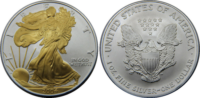 UNITED STATES 2004 "American Silver Eagle",1 oz. Bullion Coin,Philadelphia mint,...