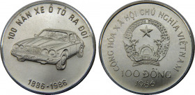 VIETNAM 1986 Socialist Republic,100 Years of Automobile,Rare(Mintage 2000) 100 Đồng SILVER MS12.1g 
KM# 22