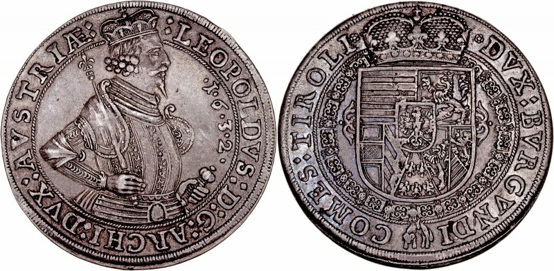 MONEDAS CENTROEUROPEAS 
AUSTRIA
LEOPOLDO V
Taler. AR. Hall. 1632. Ley. en rev...