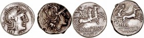 REPÚBLICA ROMANA
LOTES DE CONJUNTO
Lote de 2 monedas. AR. Denario. Anónima y Opeimia. MBC+ a MBC