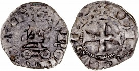 MONEDAS MEDIEVALES
ACUÑACIONES DE LAS CRUZADAS
Dinero. VE. Gui II de La Roche (1287-1308). 0,84 g. Metcalf, Crusades 1077-8. BC-